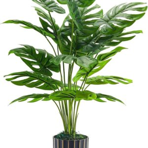 Fake Plants Tall 28'' Artificial Monstera Faux Plants Indoor