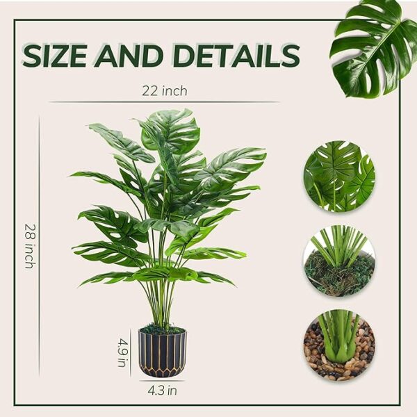 Fake Plants Tall 28'' Artificial Monstera Faux Plants Indoor - Image 2