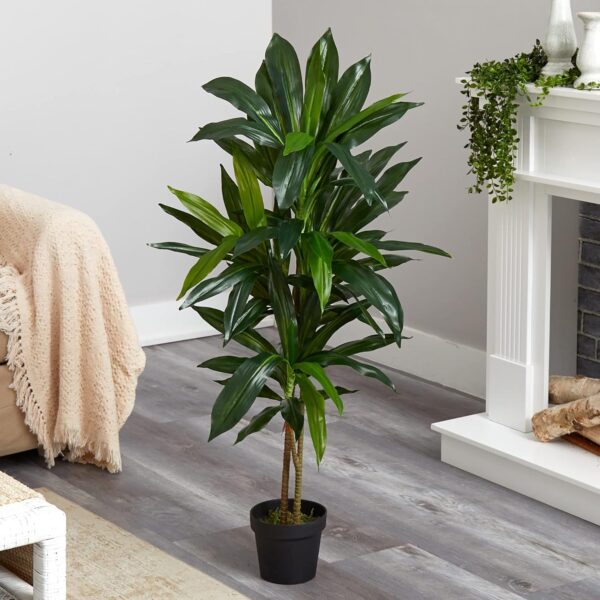 48in Dracaena Silk Plant (Real Touch) Green - Image 2